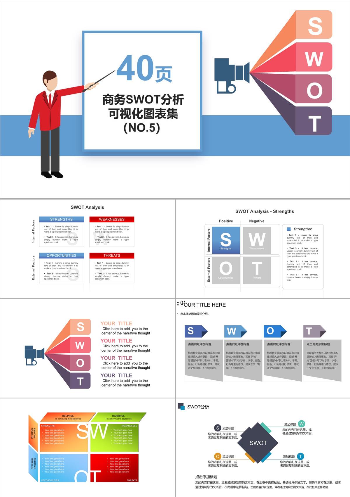 商務SWOT分析可視化圖標集NO5PPT模板