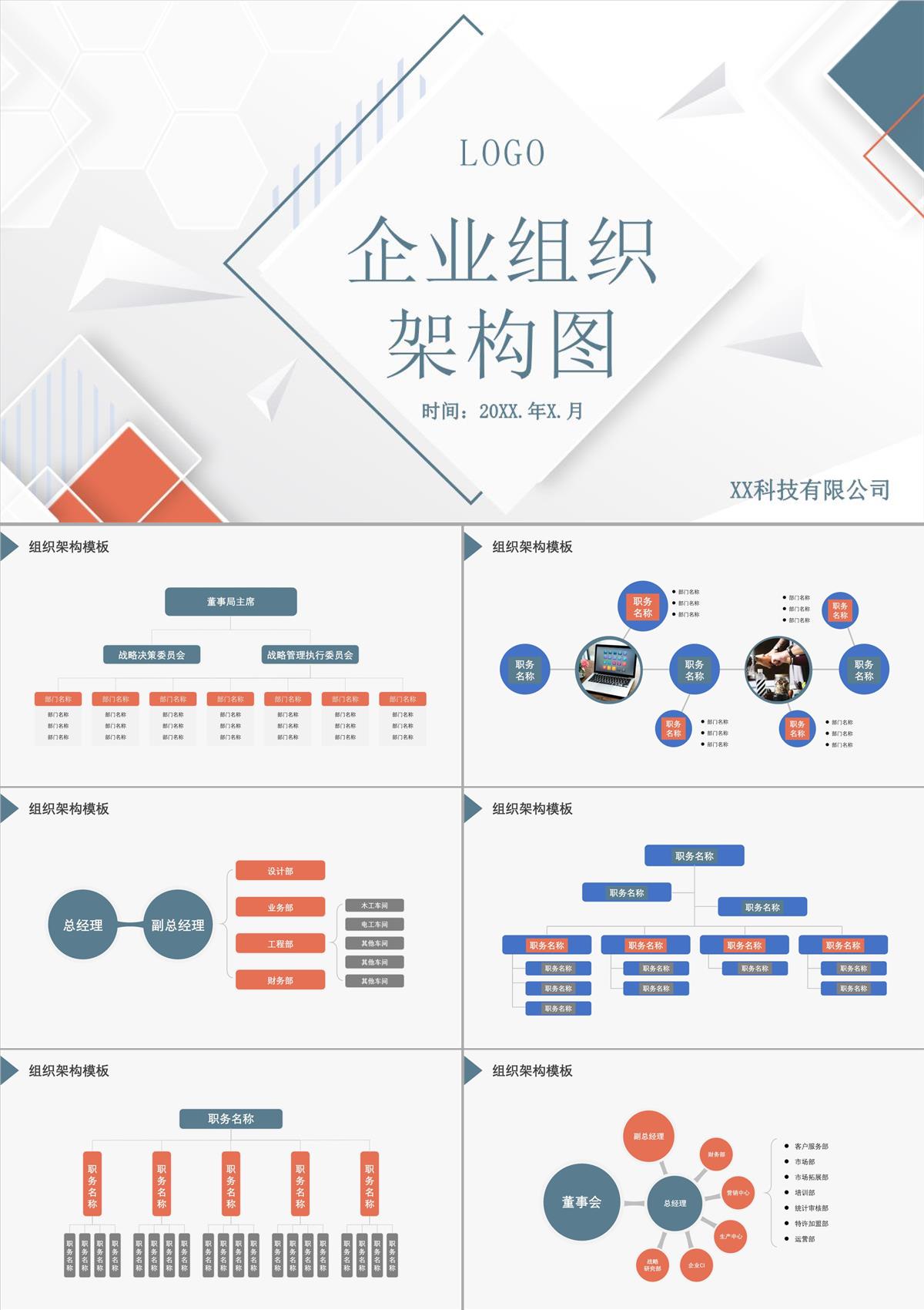 企业组织架构图PPT模板