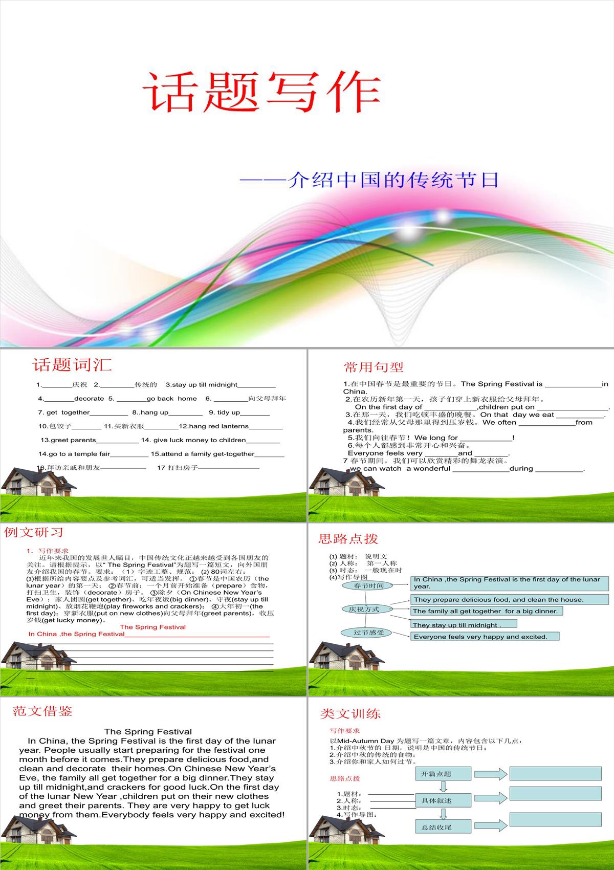 英语节假日作文课件PPT模板