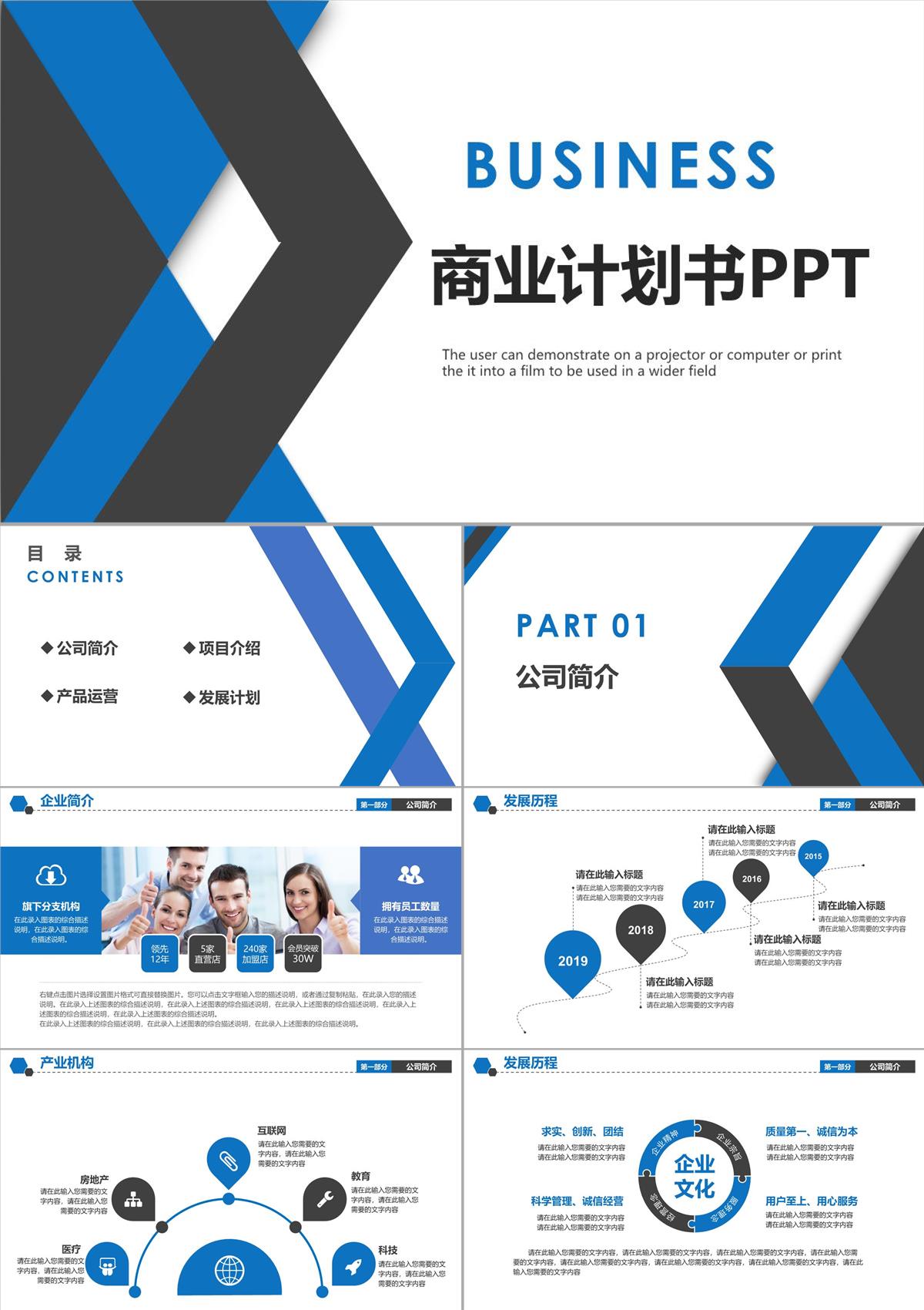 PPT商业计划书范文完整版PPT模板