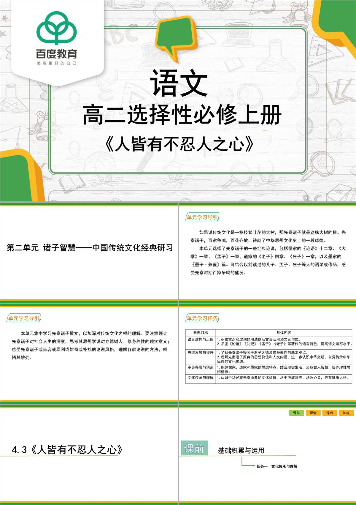 2021统编版高中语文选择性必修上册《人皆有不忍人之心》同步精品课件PPT模板