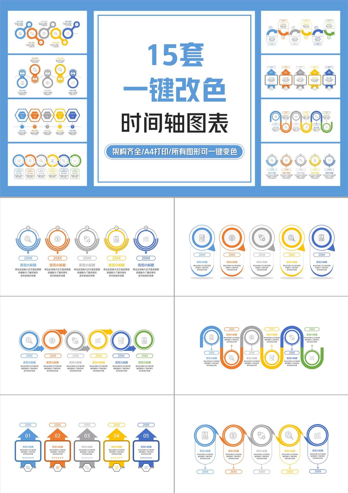 企業大事記時間軸關系圖表PPT模板