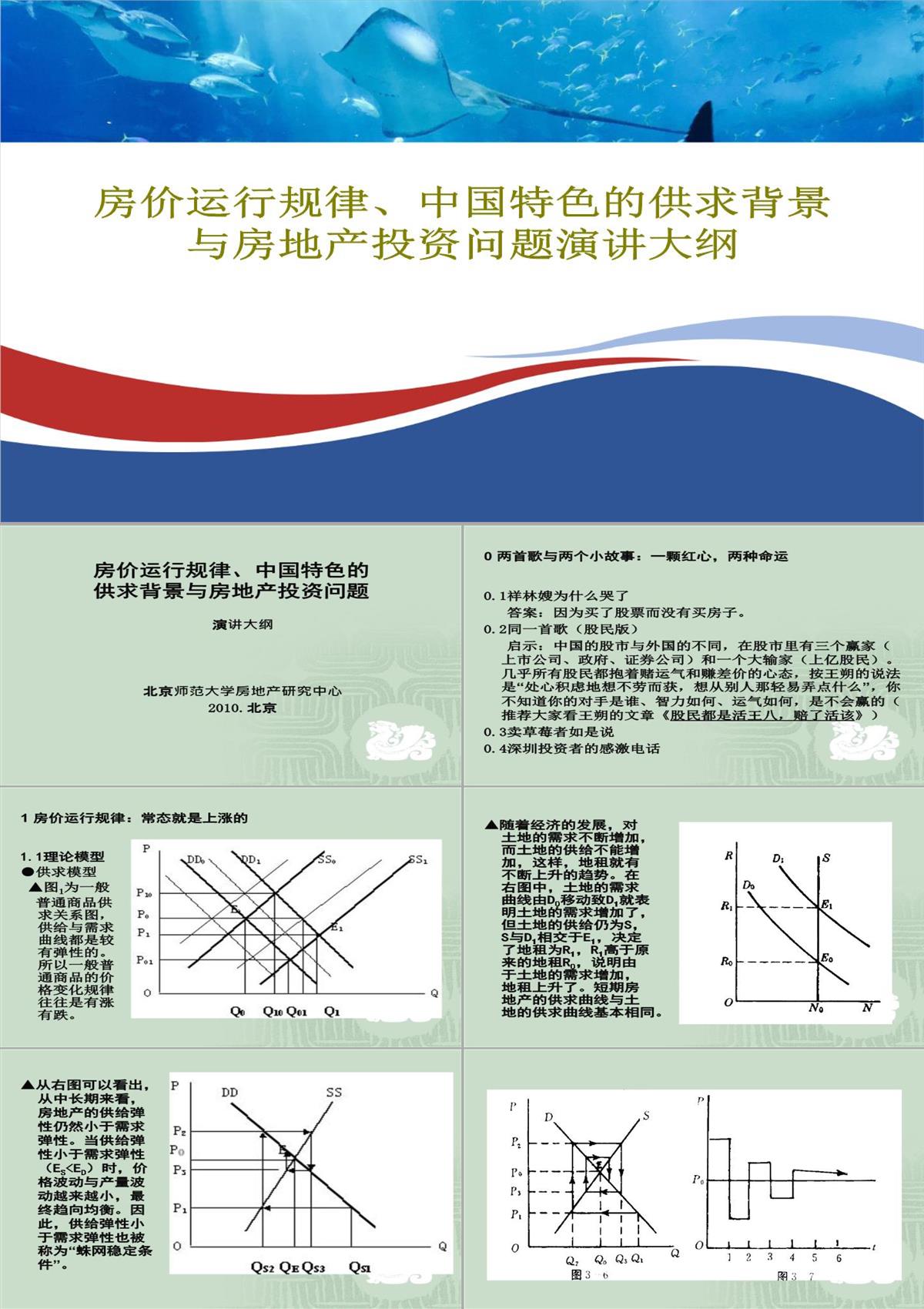 房價(jià)運(yùn)行規(guī)律、中國特色的供求背景與房地產(chǎn)投資問題演講大綱70頁P(yáng)PT模板