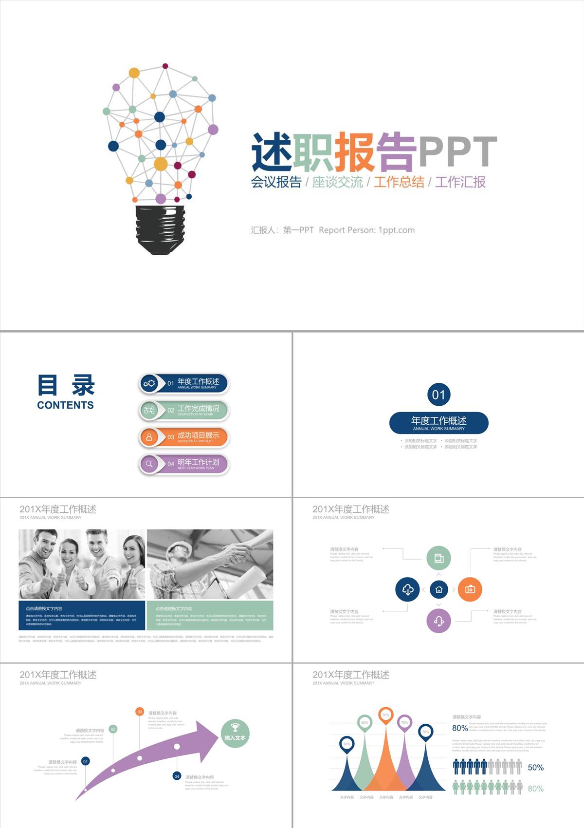 述职报告汇报PPT模板