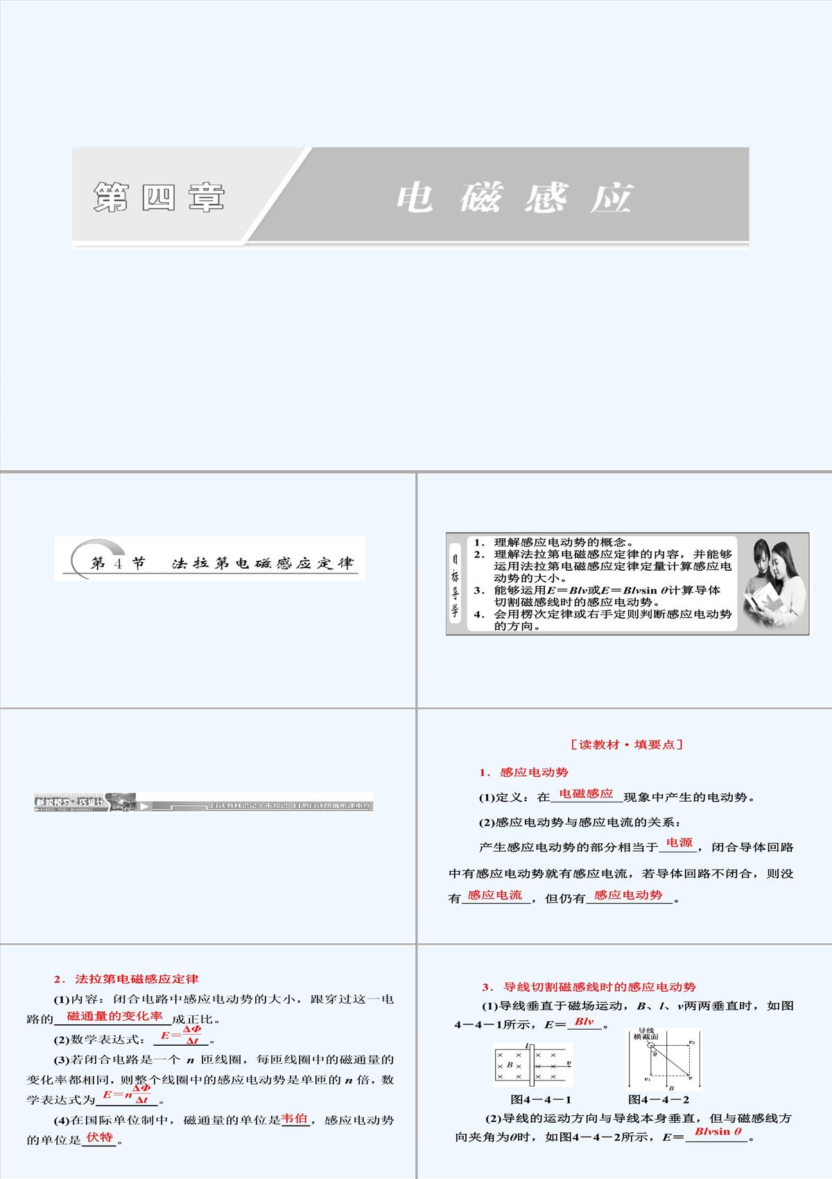 2017-2018学年高中物理人教版选修3-2课件：4.4-法拉第电磁感应定律-PPT模板