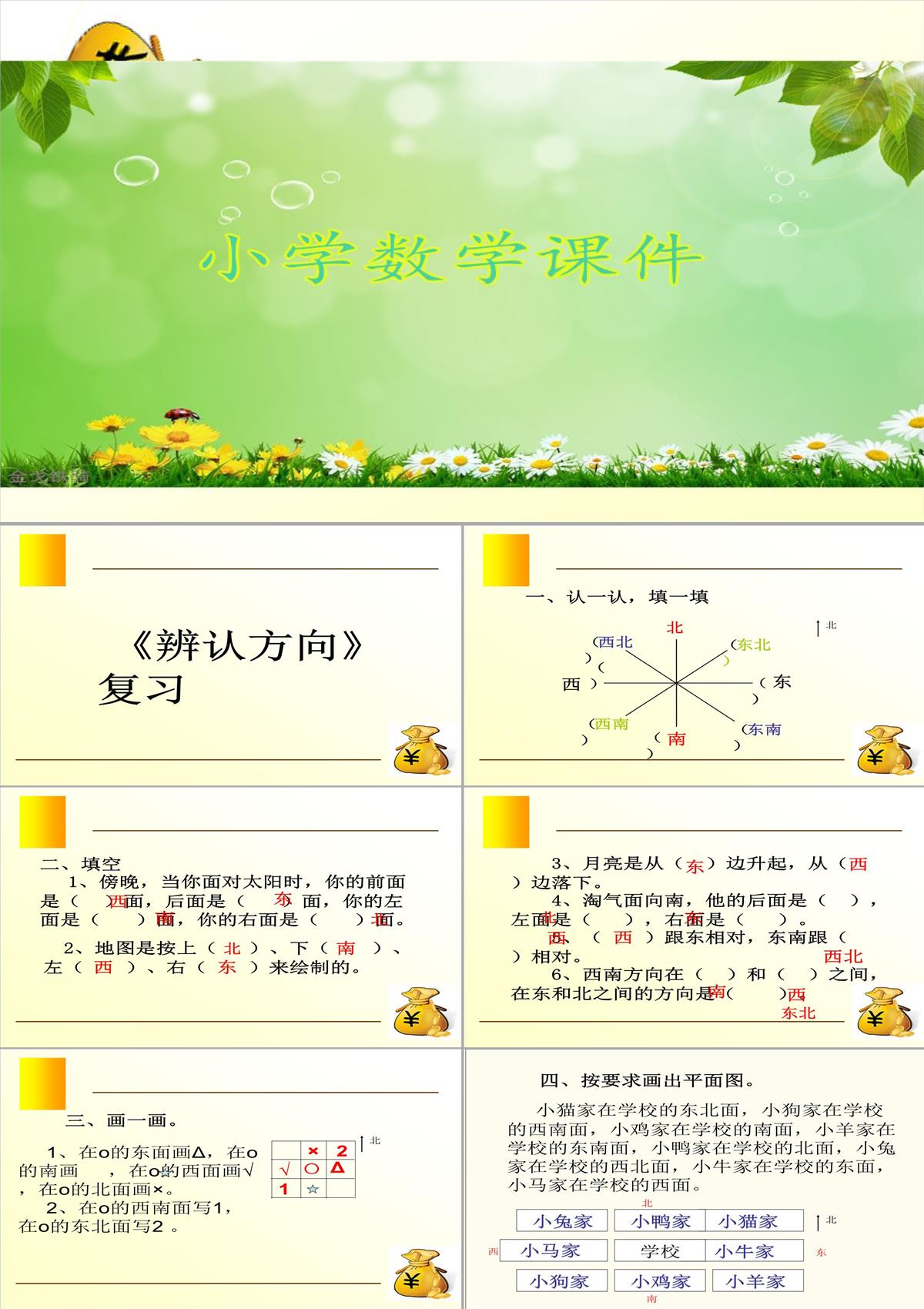 冀教版三年级数学下册辨认方向.ppt模板