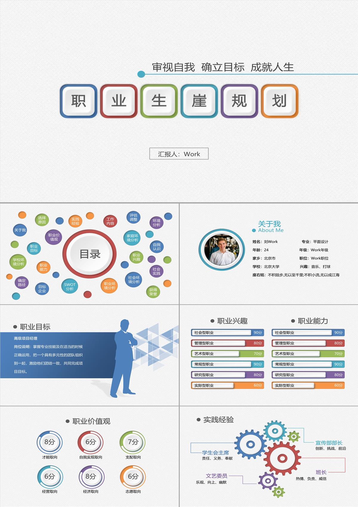 审视自我确立目标成就人生简历PPT模板