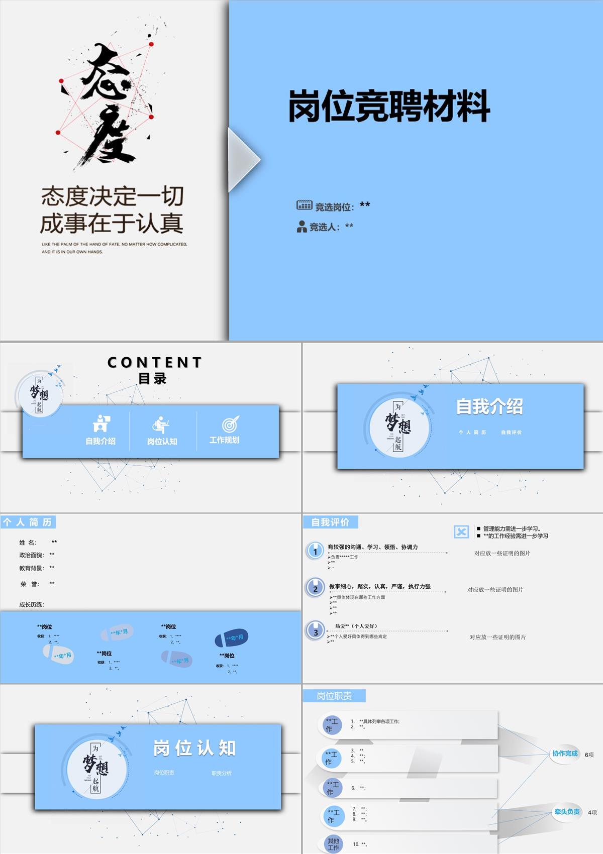 岗位竞聘材料PPT模板
