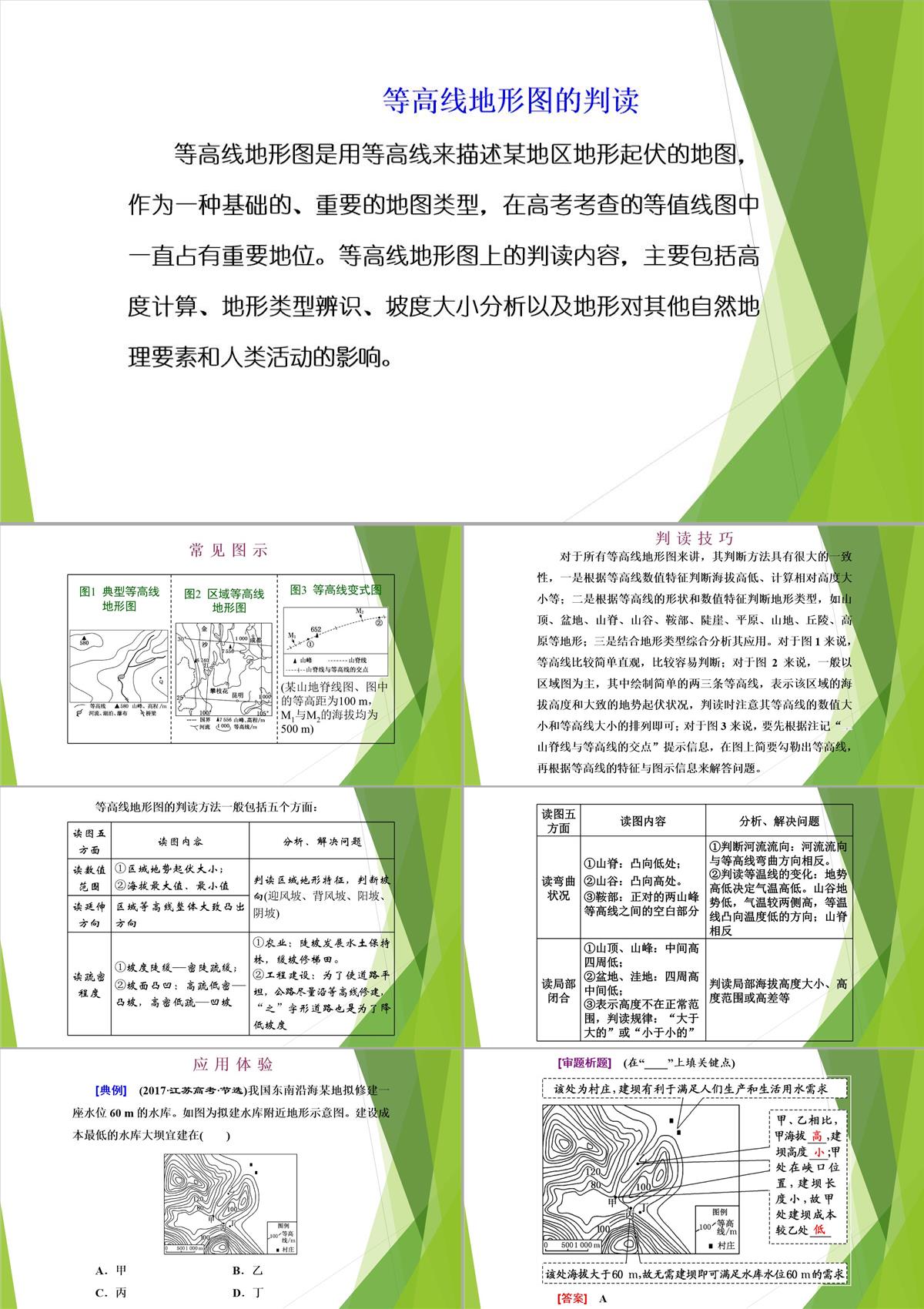 等高线地形图的判读PPT模板