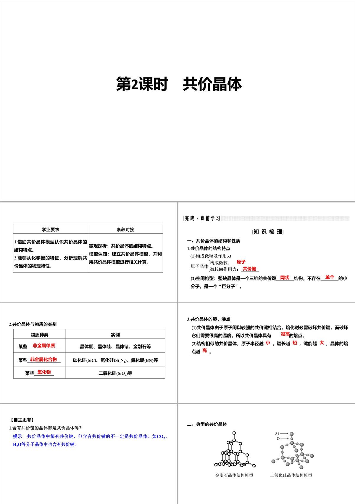 高中化學-第3章-第二節-分子晶體與共價晶體-第2課時-共價晶體課件-新人教版選修3PPT模板