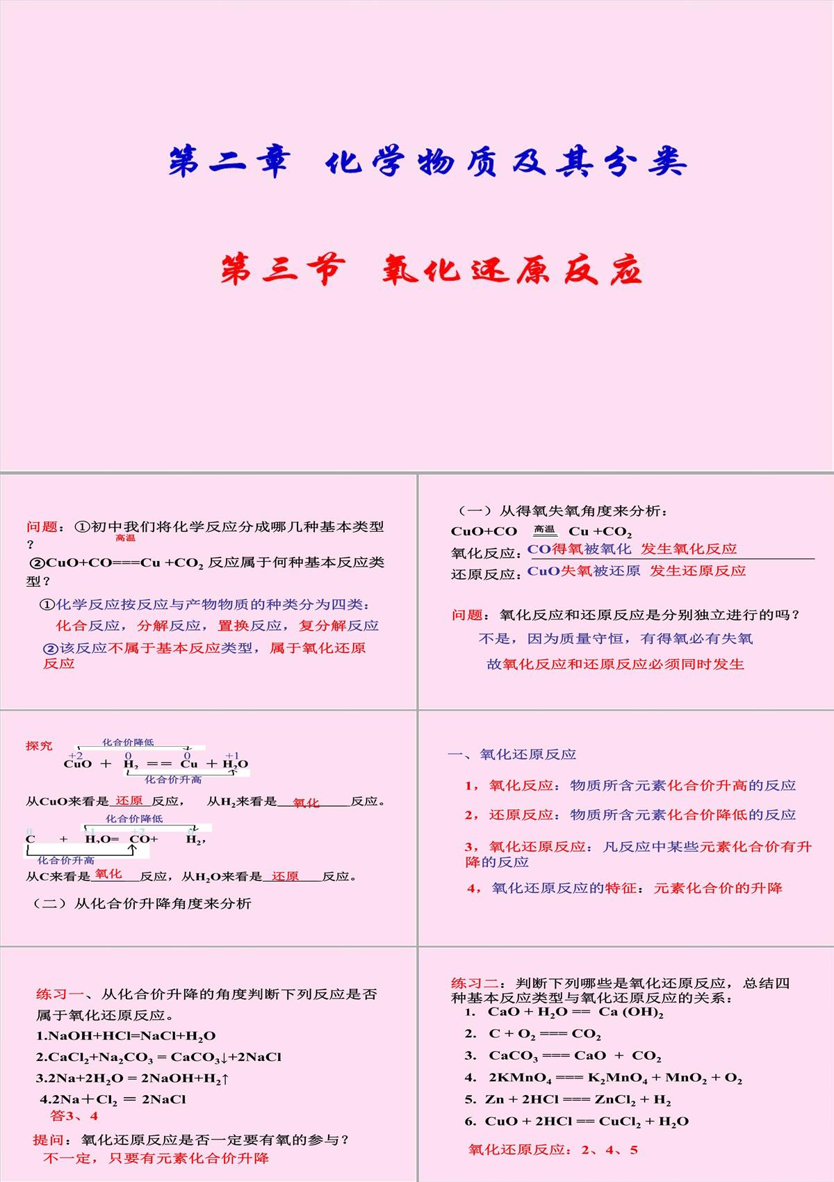 人教版化学必修一2.3《氧化还原反应》课件(共16张PPT)PPT模板