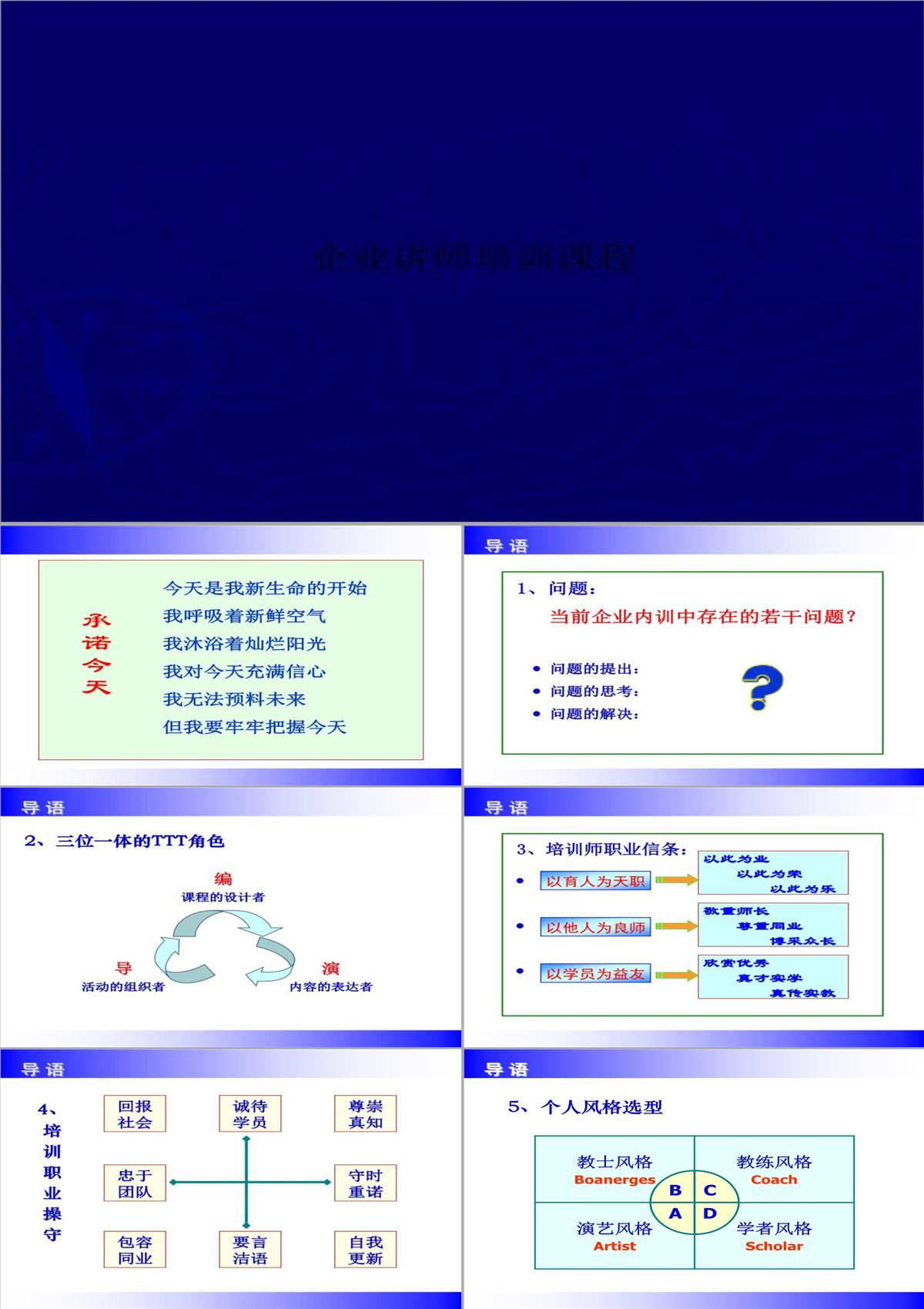 企業講師培訓課程PPT模板