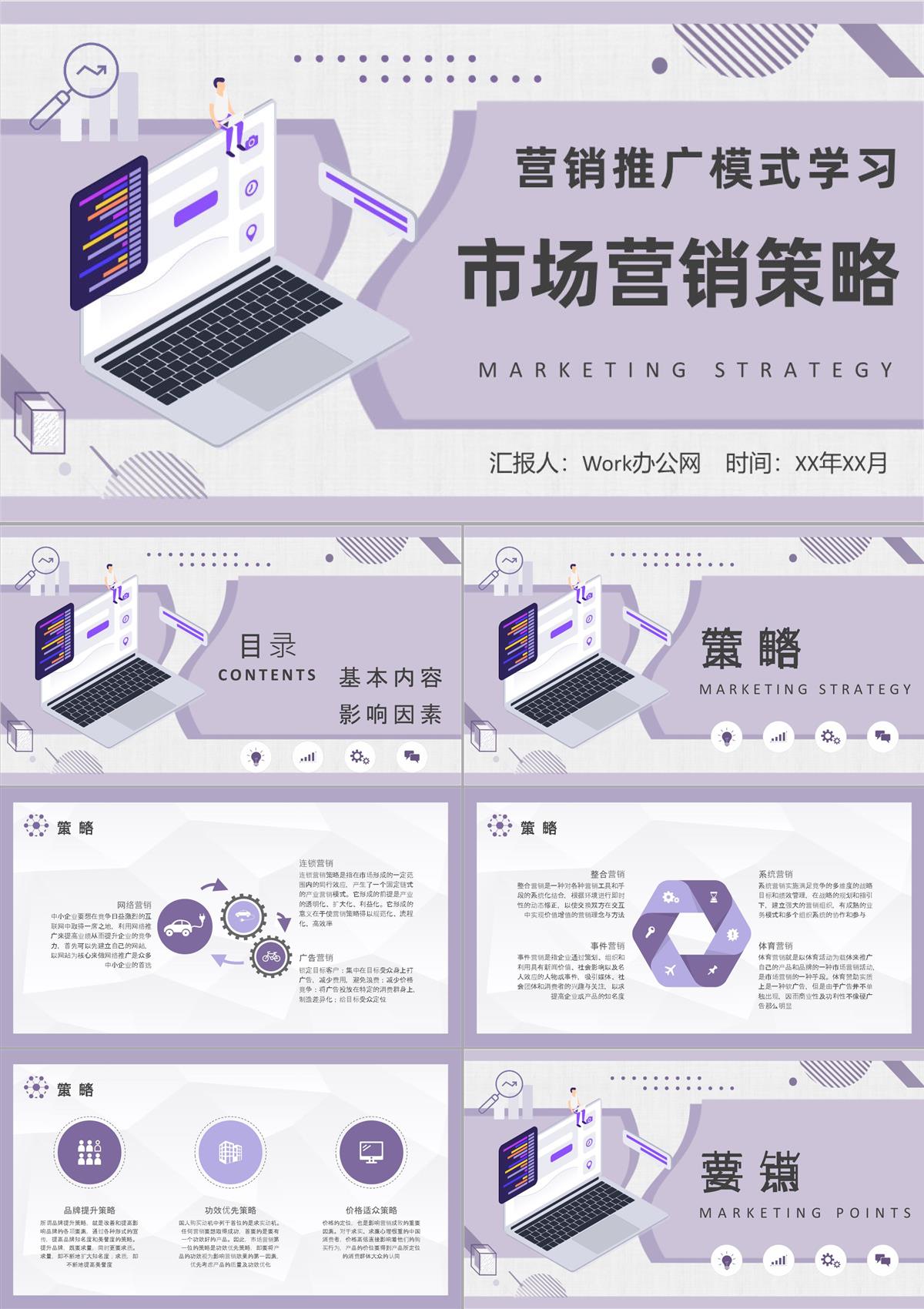 市場營銷策略內容總結企業員工營銷推廣模式學習PPT模板