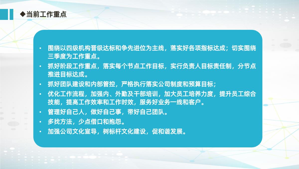 简约城市背景杭州某保险销售公司总经理年中述职报告PPT模板_22