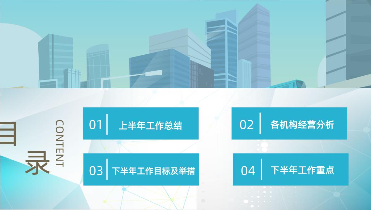 简约城市背景杭州某保险销售公司总经理年中述职报告PPT模板_02