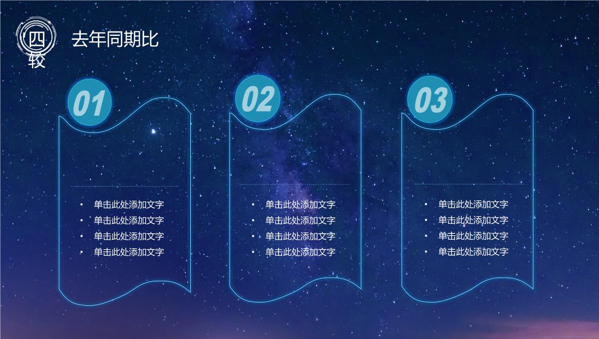 大气唯美蓝色星空企业年中总结员工述职汇报通用PPT模板_11