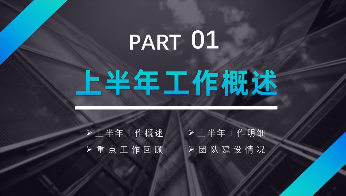 高端渐变蓝年中工作年终总结总结项目汇报述职报告工作计划通用PPT模板_03