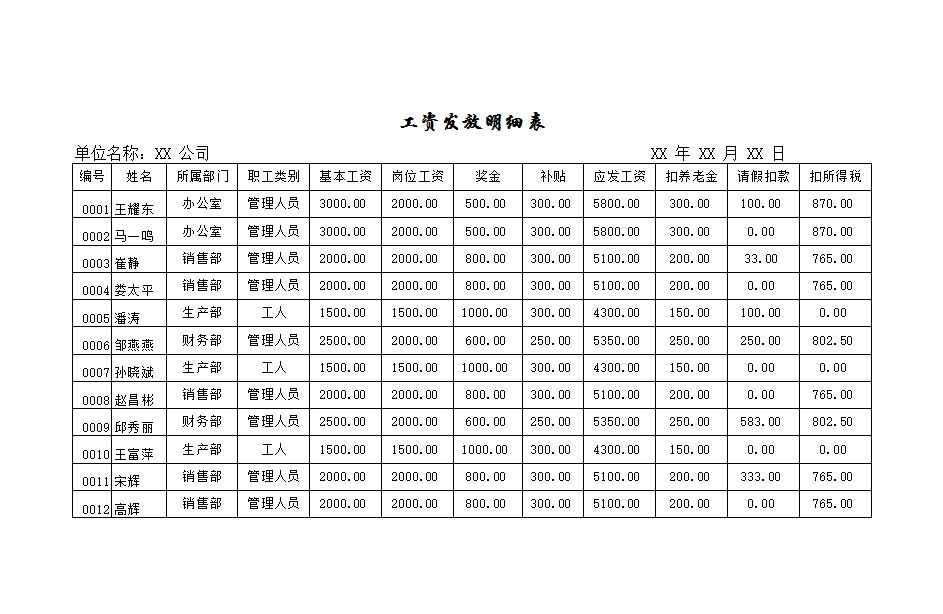 工资管理系统Excel模板_03