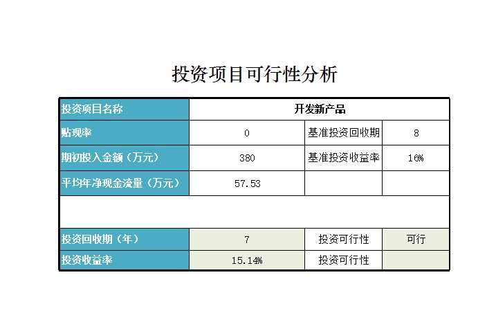 企業(yè)投資決策Excel模板