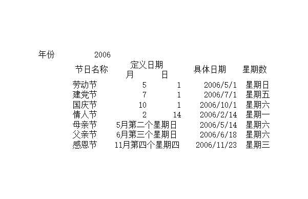 有关节假日的计算Excel模板_02