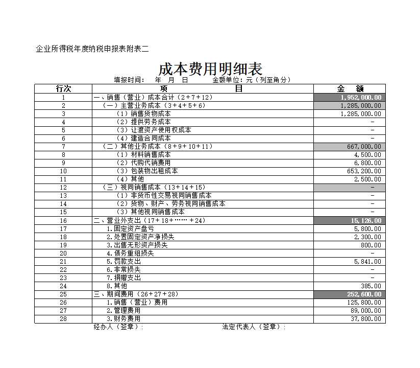 企业所得税年度纳税申报表Excel模板_03