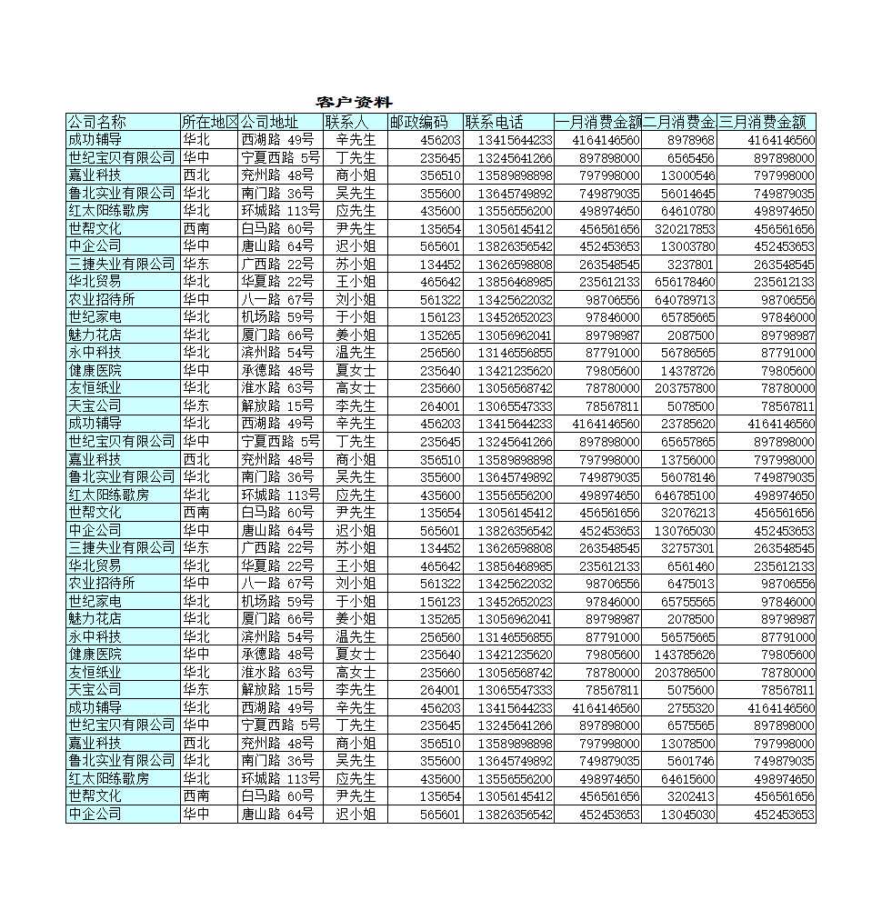 客戶資料管理表Excel模板