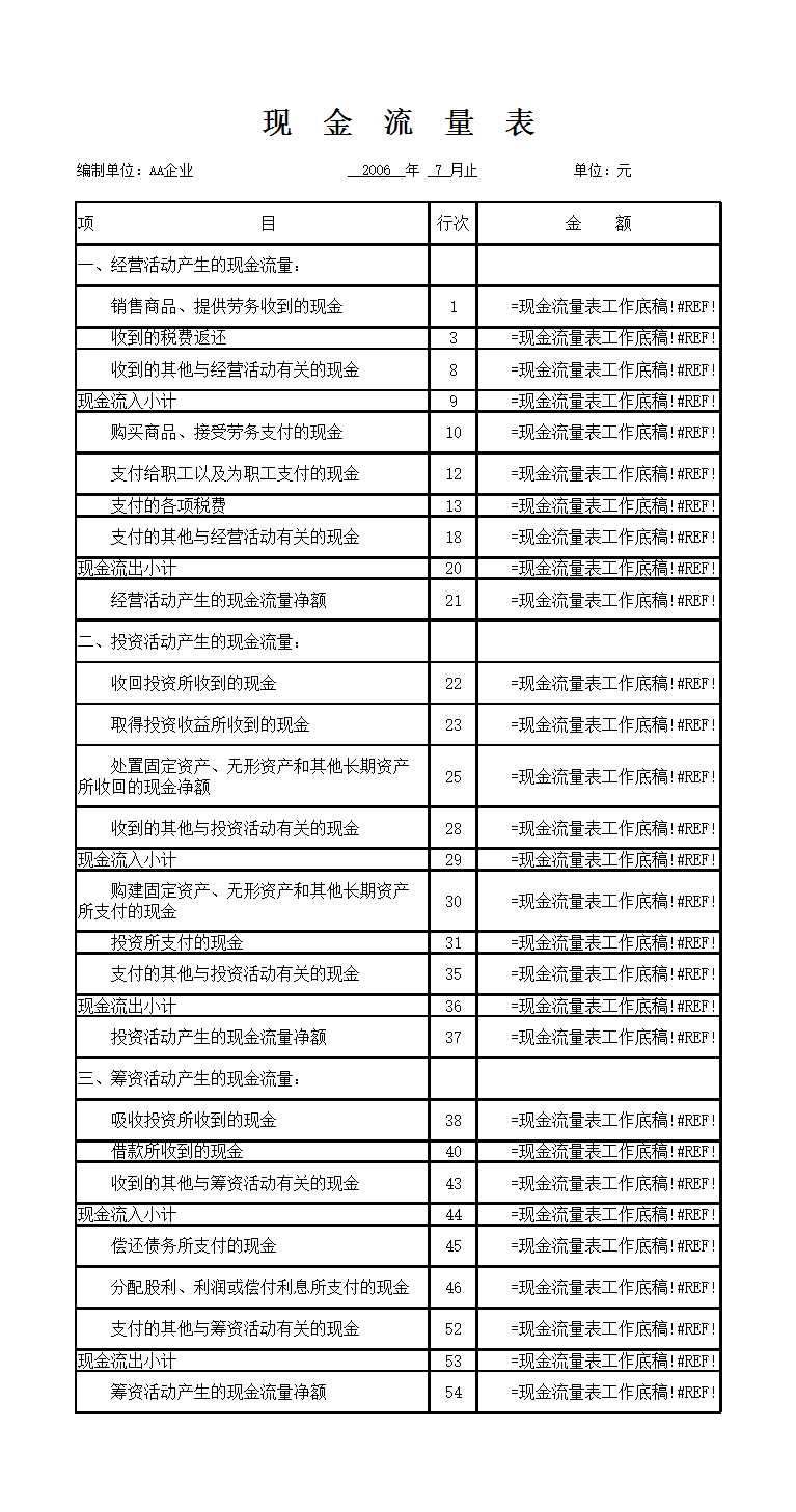 现金流量表1Excel模板_03