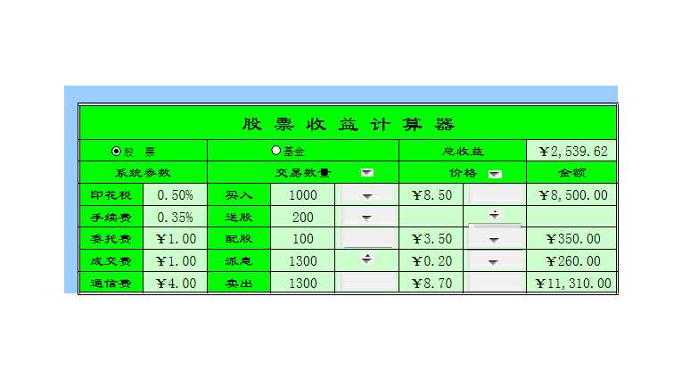 制作股票收益計(jì)算器Excel模板