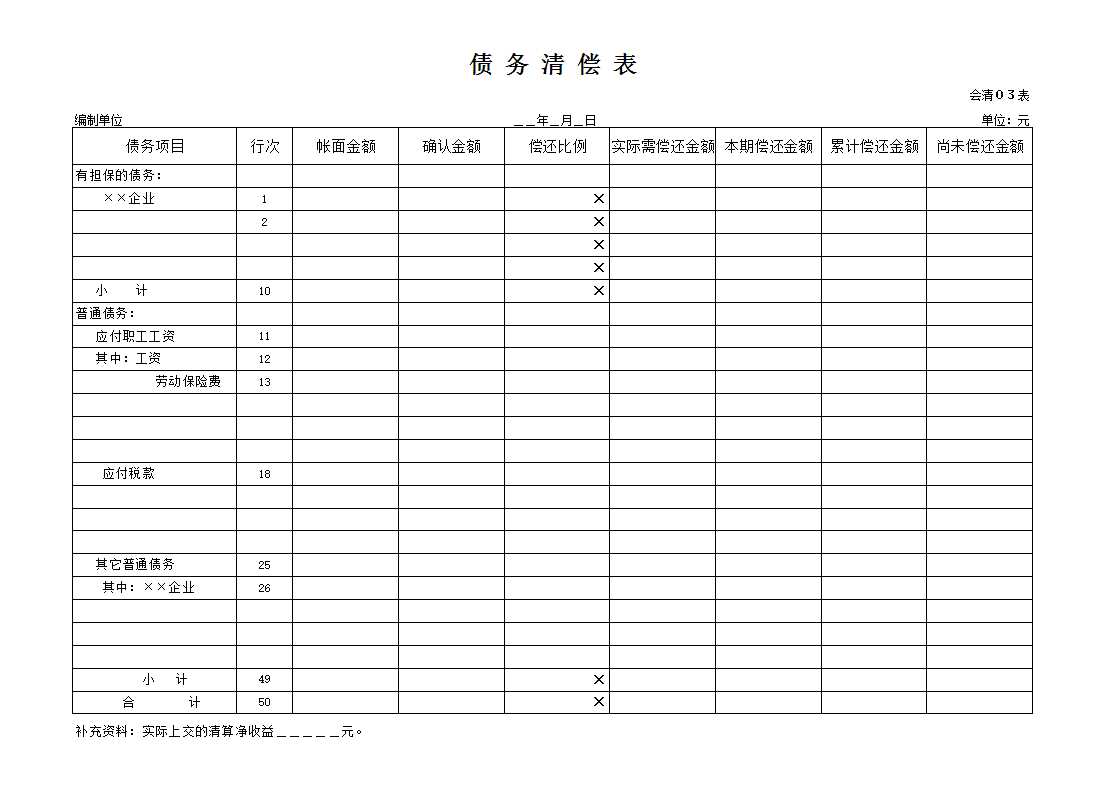 清算报表Excel模板_05