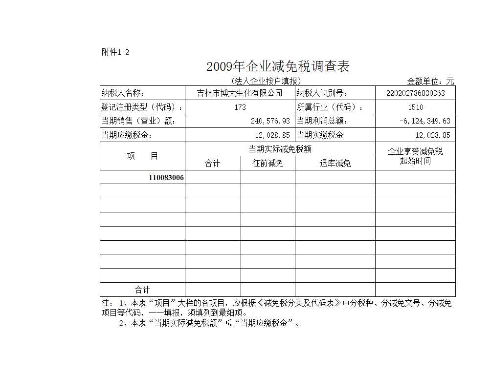 企业减免税调查表Excel模板_02