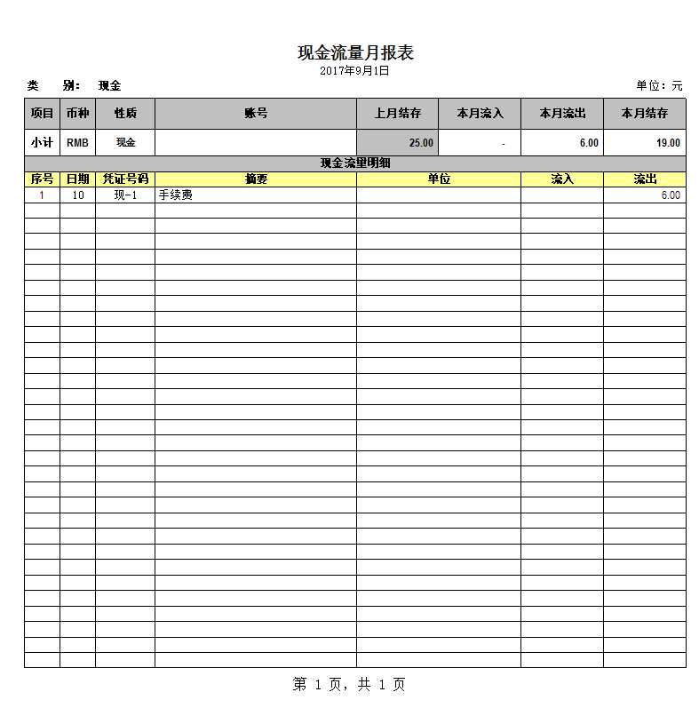 出纳日报表Excel模板_02