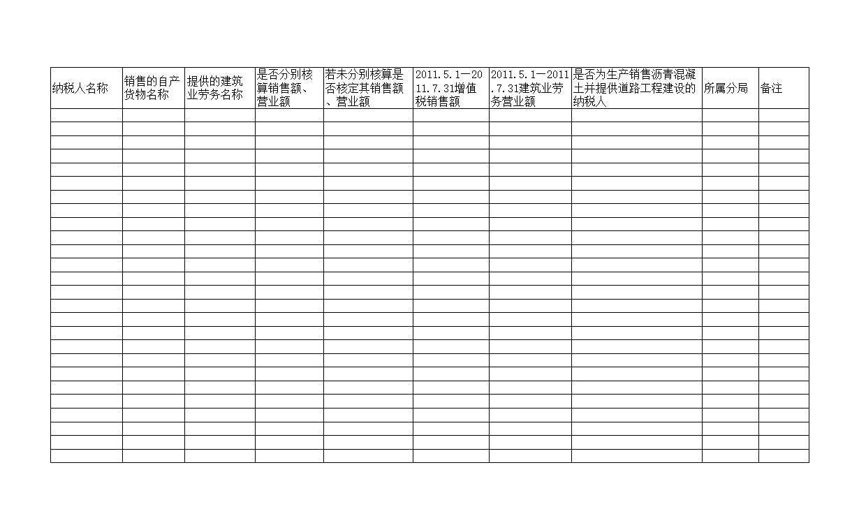 貨物勞務表格Excel模板