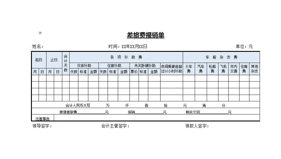 差旅費(fèi)報(bào)銷單Excel模板