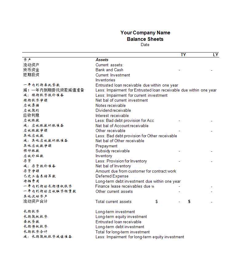 英文財(cái)務(wù)報(bào)表Excel模板