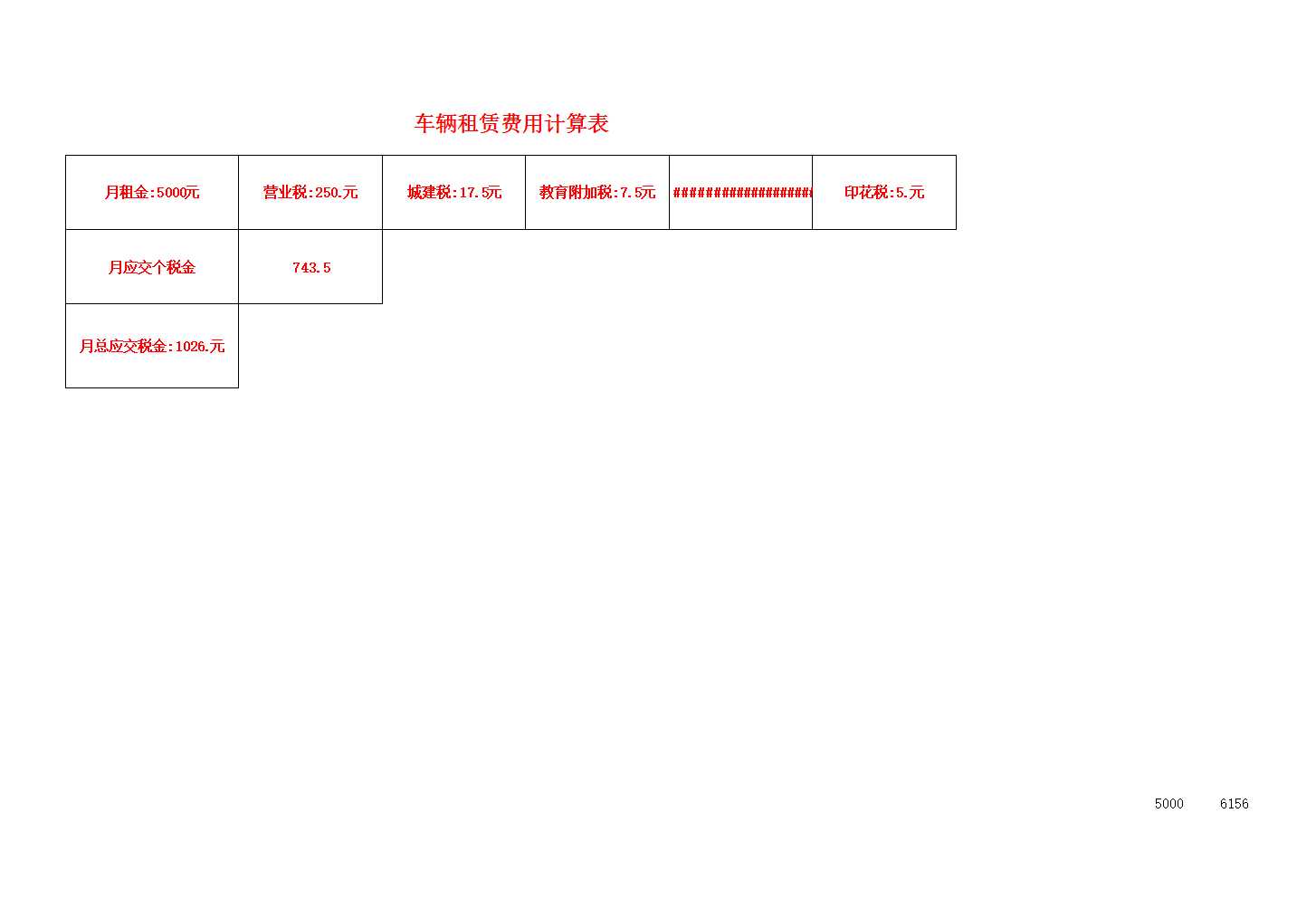 車輛租賃費計算表Excel模板