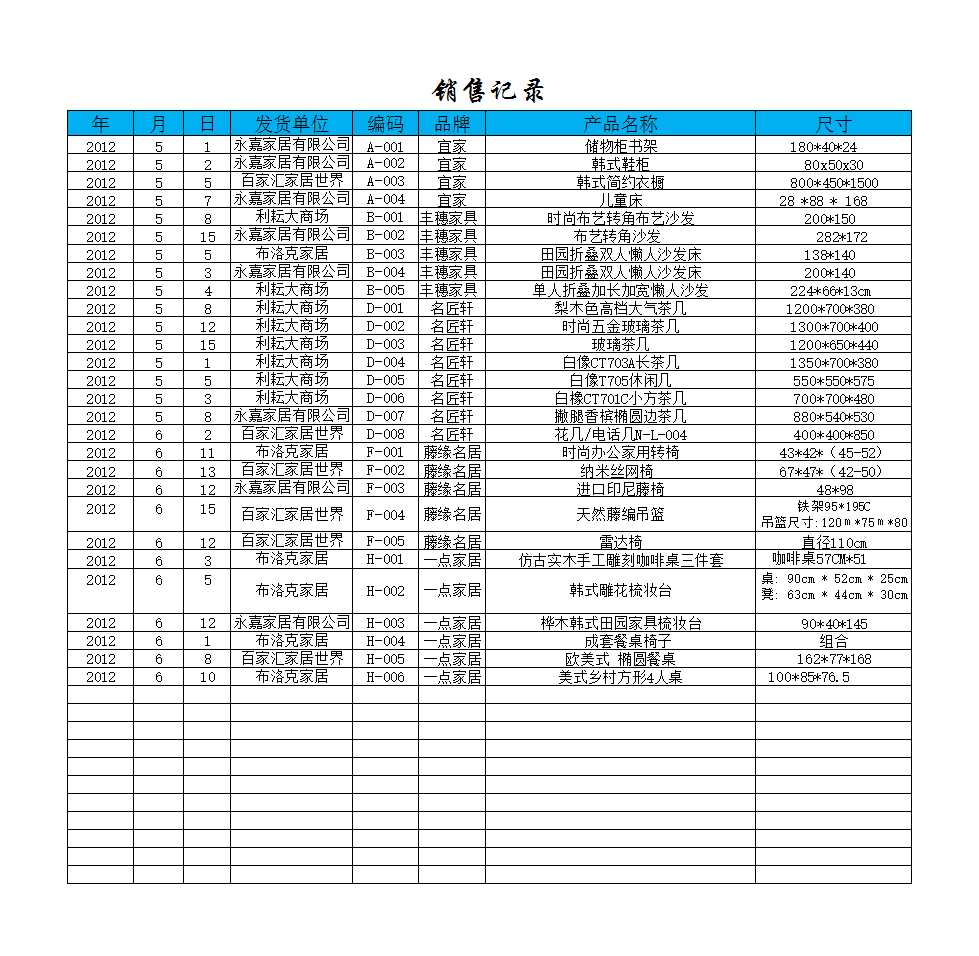 應(yīng)收賬款月報表Excel模板