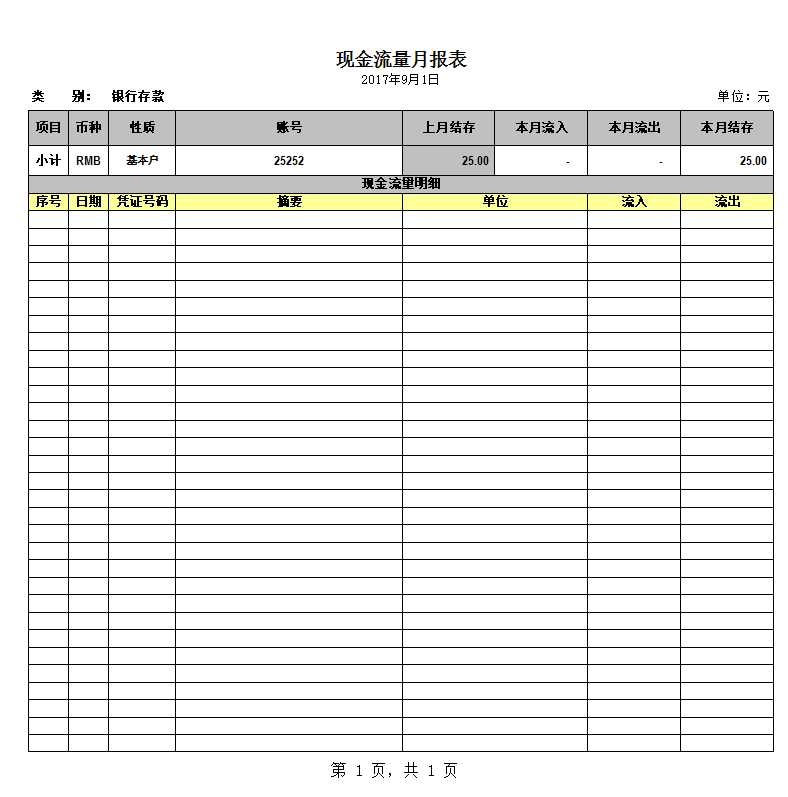 出纳日报表Excel模板_03