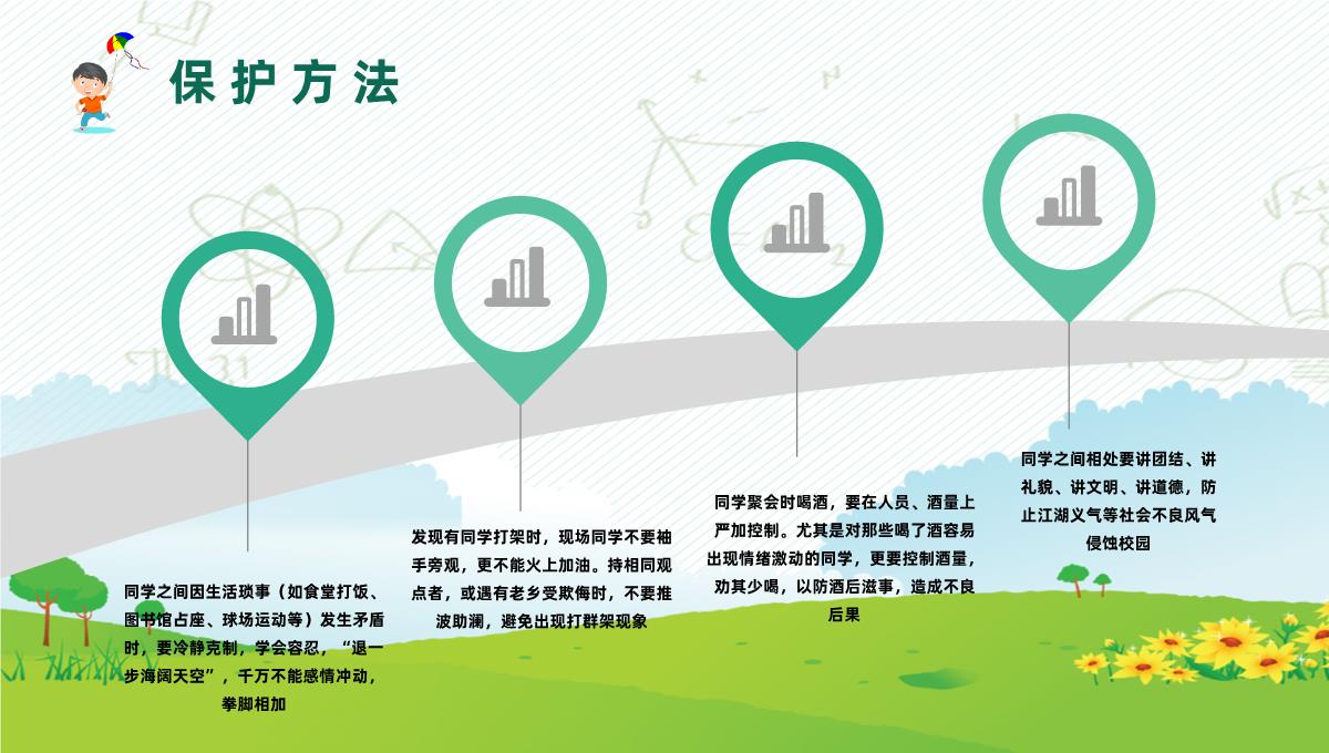 卡通小学生开学校园安全知识培训主题班会学校安全教育宣传PPT模板_17