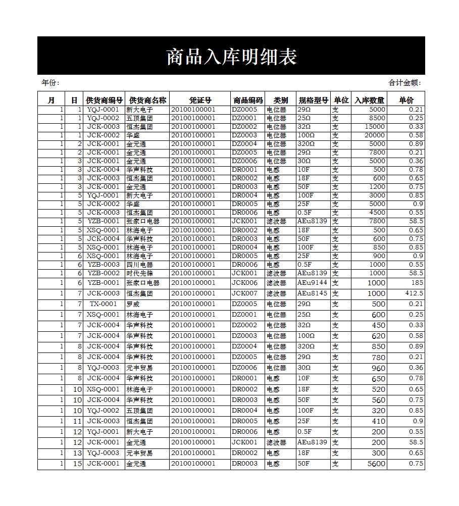 商品进出销存月报表Excel模板_02