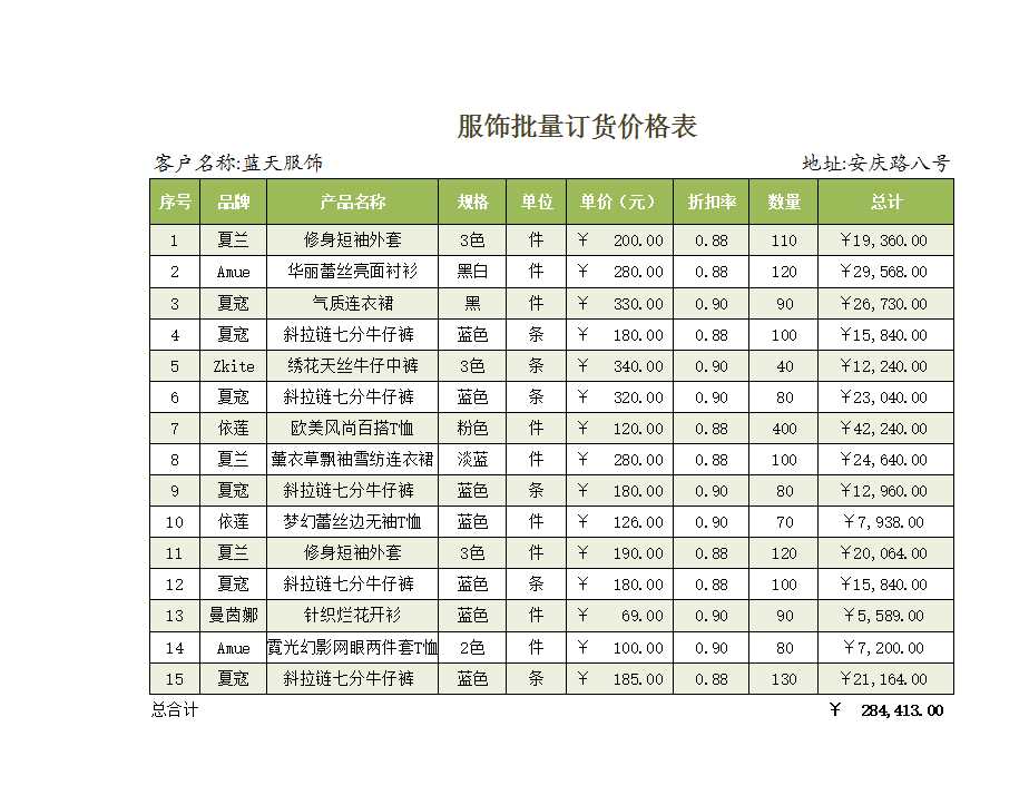 批量订货价格折扣表Excel模板_03