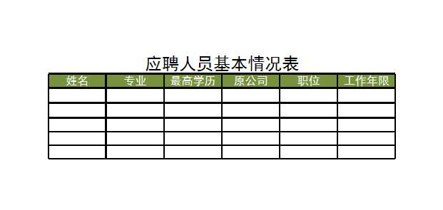 应聘人员登记表 Excel模板