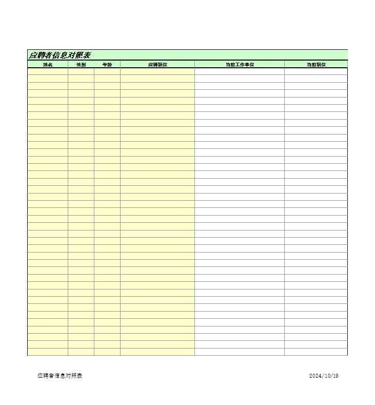 应聘者信息及对照表 Excel模板_02