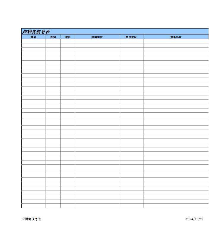 应聘者信息及对照表 Excel模板