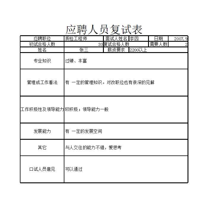 员工招聘表2 Excel模板_02