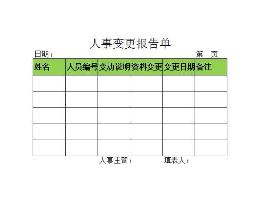 人事变更报告 Excel模板_02