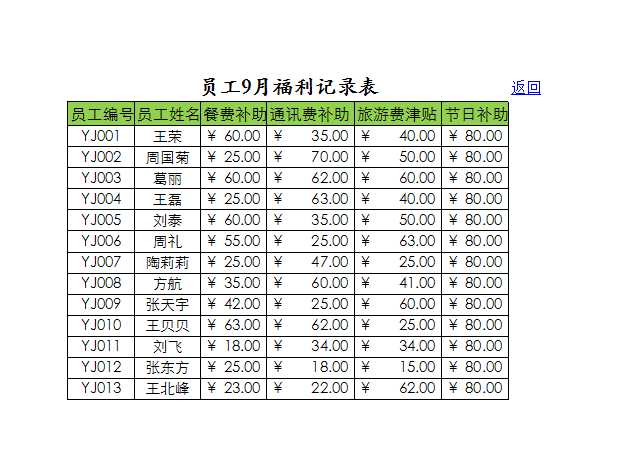 员工年度福利统计表 Excel模板_10