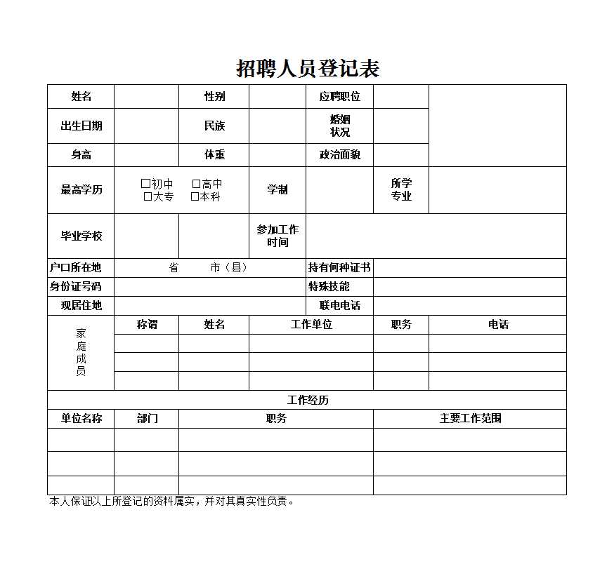 招聘申请执行单 Excel模板_02