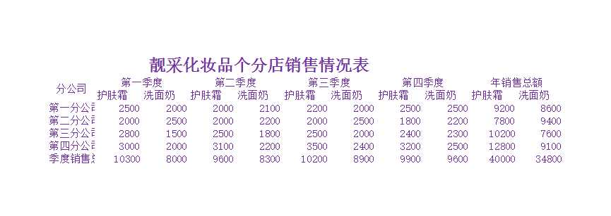 靚采化妝品銷售情況表Excel模板