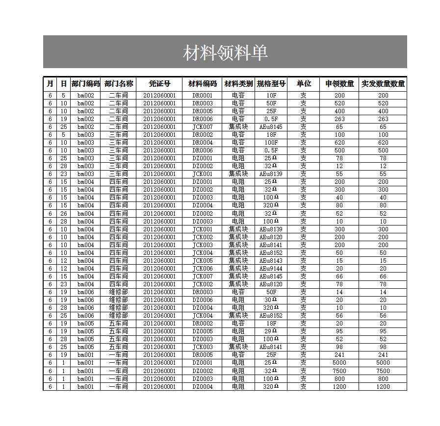 材料领料单Excel模板_02