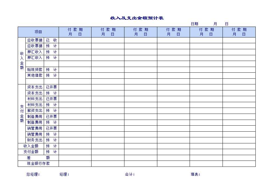 企业公司预算表Excel模板_13